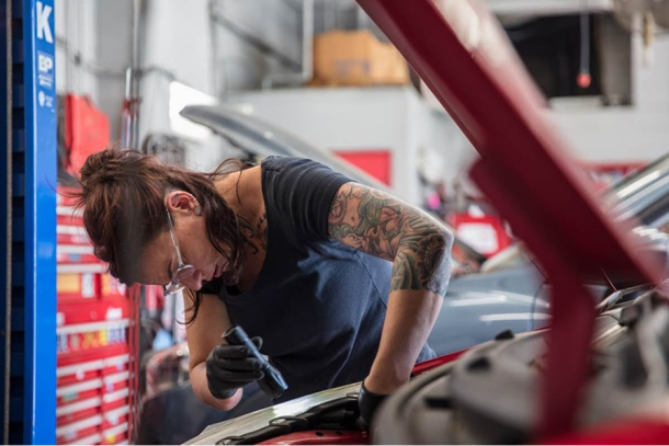 Mechanic working on a European vehicle