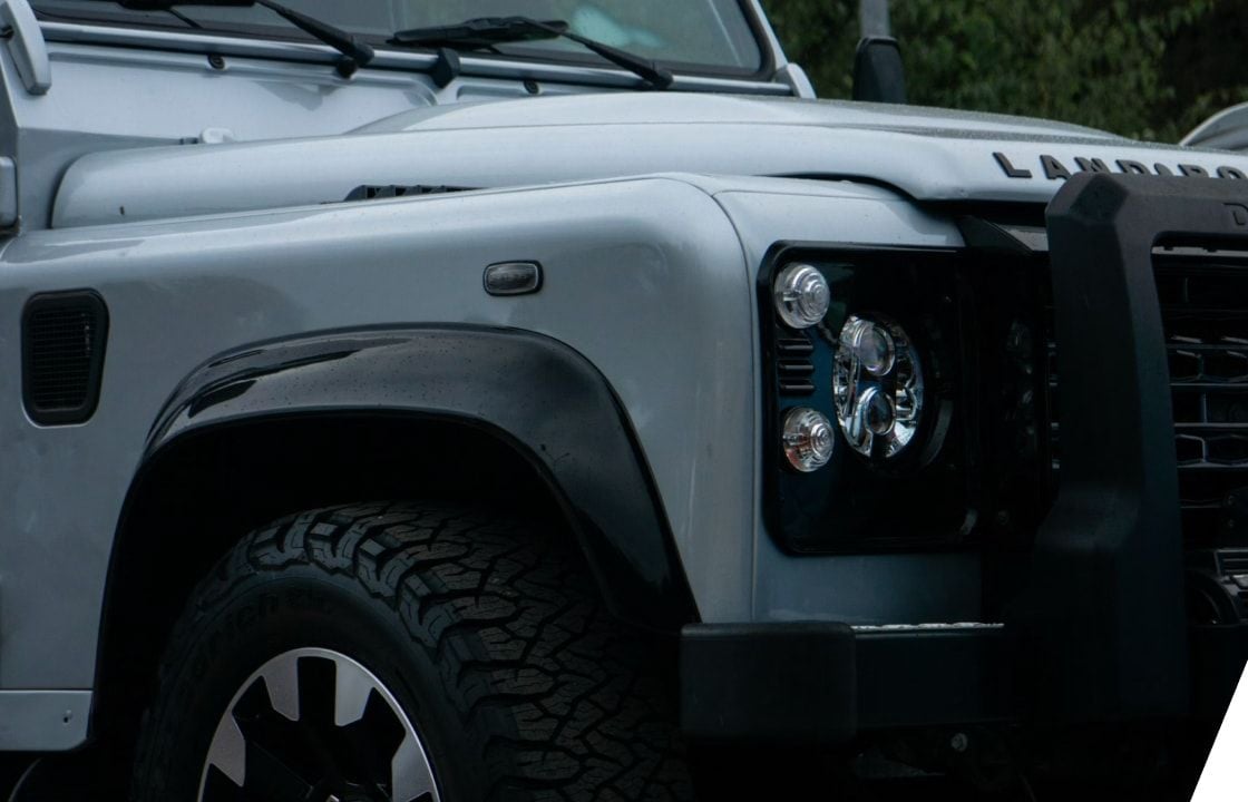 Front of a Landrover vehicle