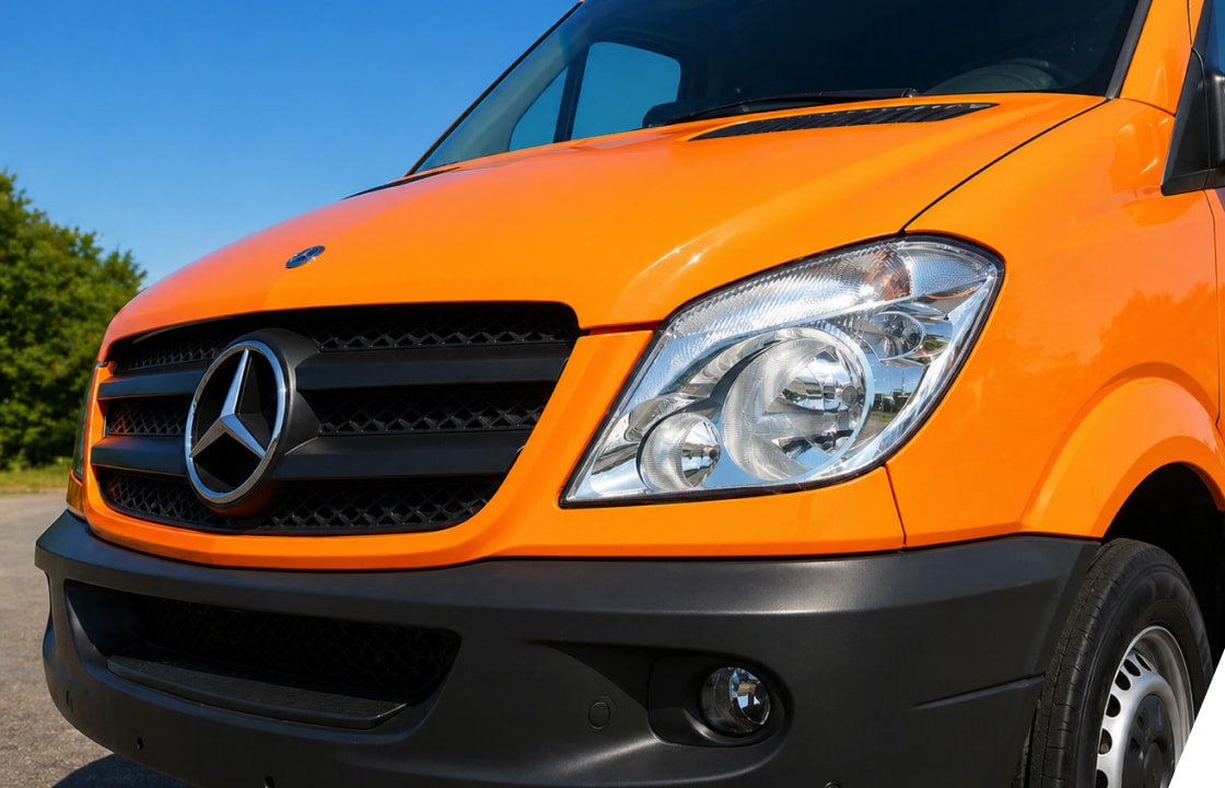 Front of a Mercedes Sprinter